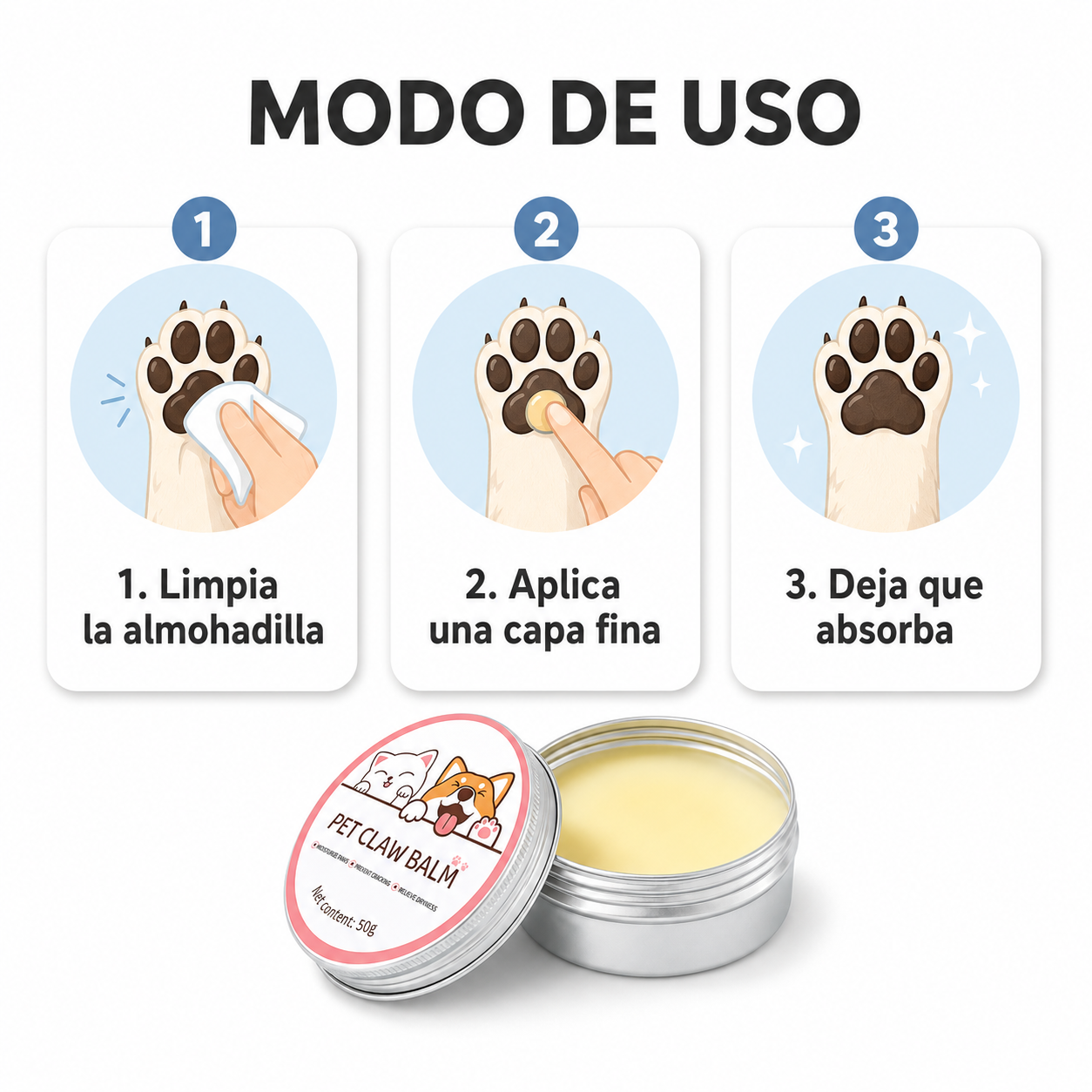 Bálsamo Reparador de Almohadillas para Perros y Gatos
