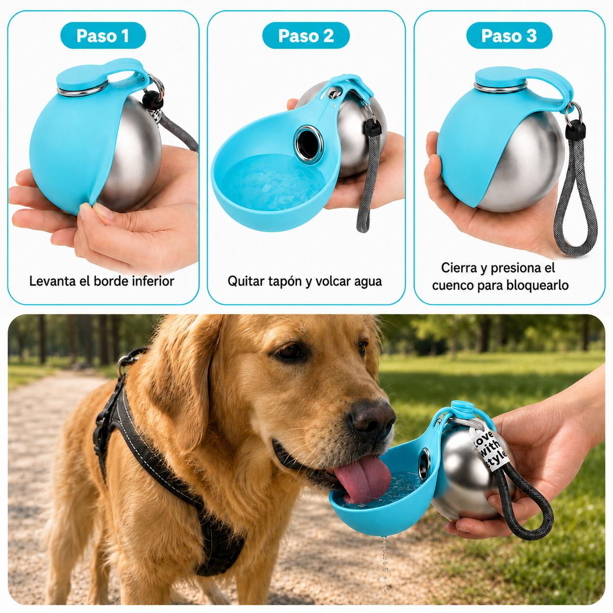 Botella térmica portátil para perros