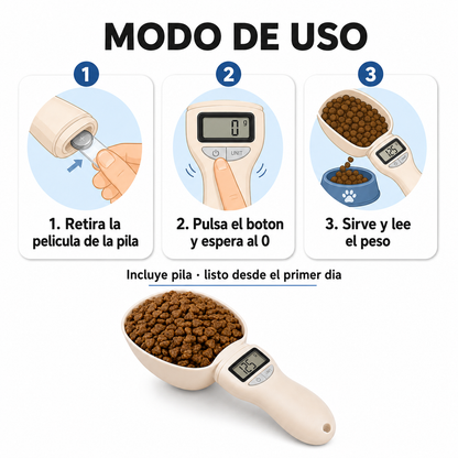 Medidor Digital de Comida con Pantalla — Perros y Gatos