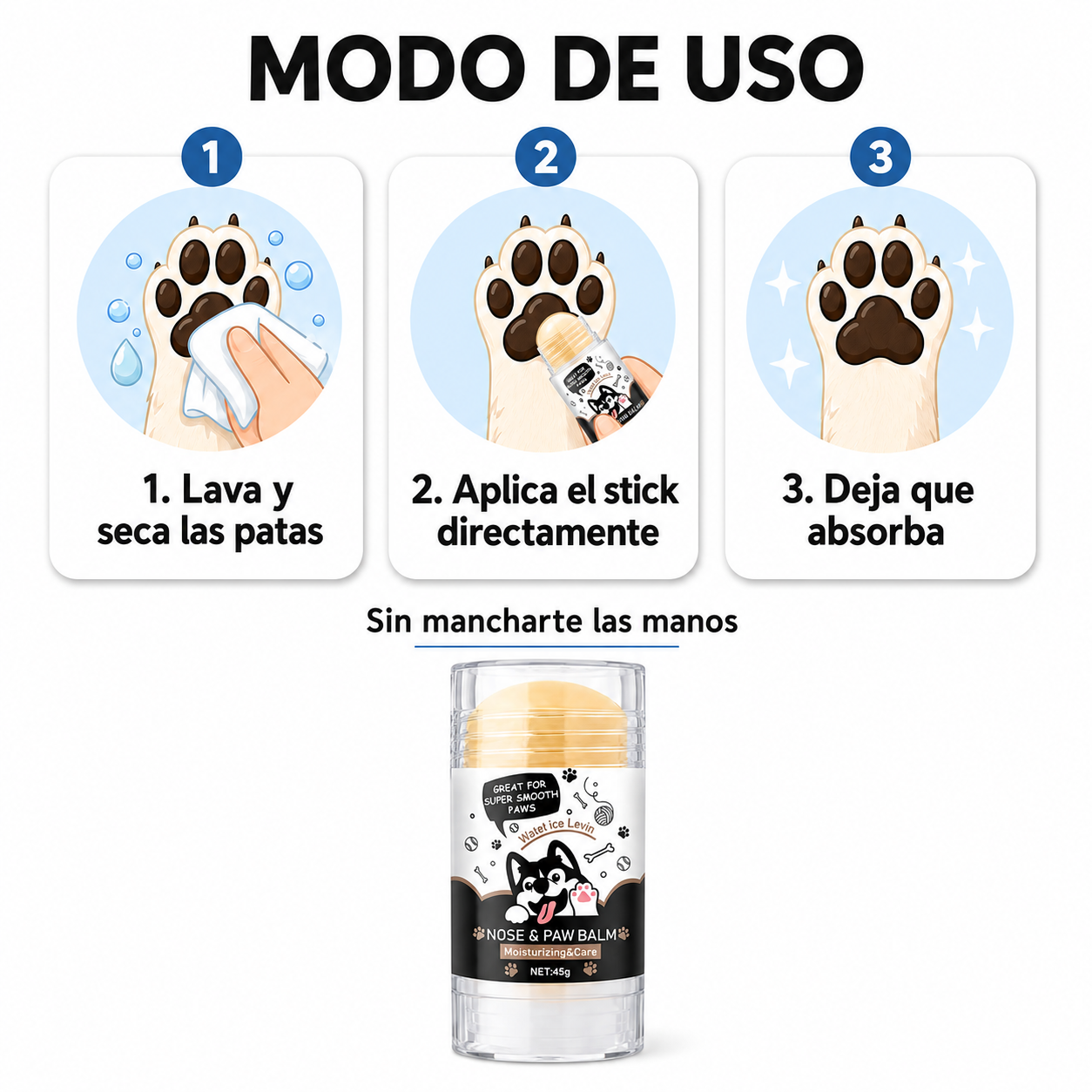 Stick Hidratante para Nariz y Almohadillas — Perros y Gatos